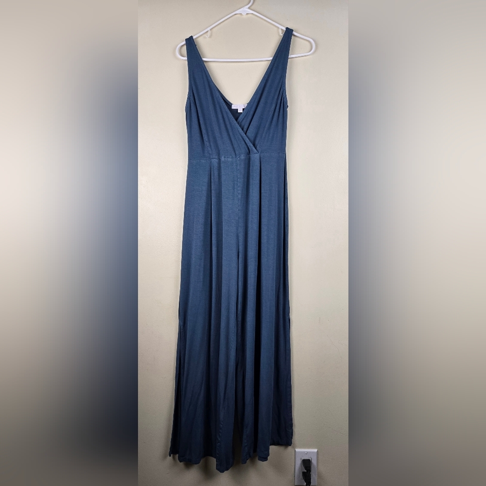 Don't Ask Why Blue Jumpsuit V-Neck Front And Back Slit On Both Legs Size S/M